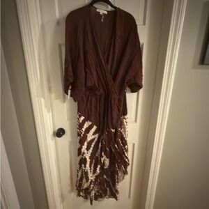 Young Fabulous & Broke Brown and Cream High Low Dress